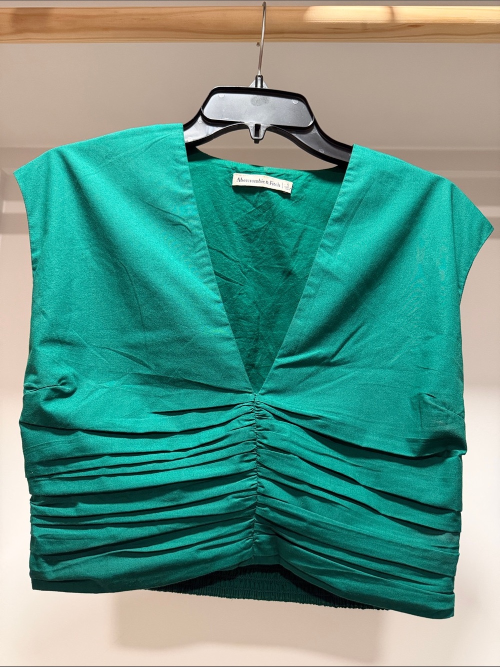 Abercrombie & Fitch Teal Ruched V-Neck Crop Top